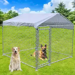 Walmart Kkonetoy Outdoor Pet Dog Run House Kennel Shade Cage w/Roof Cover Backyard Playpen 6.56 ft offer