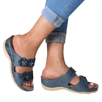 Walmart JDEFEG Women's Round Toe Casual Slippers, Blue, Size 39 offer