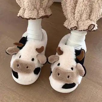 Walmart Herrnalise Cartoon Cow Cotton Slippers Women Winter Indoor Outdoor Slippers,Savings offer