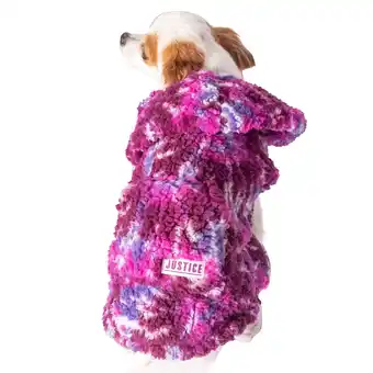 Walmart Justice Pet Polyester Spiral Tie Dye Sherpa Hoodie, Purple/Multi, XS offer