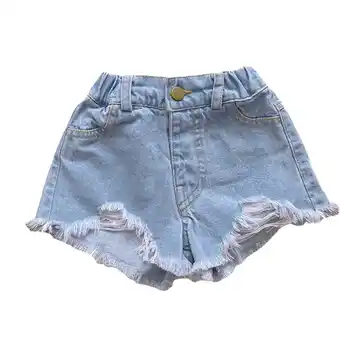 Walmart Chbgutlmr Denim Shorts for Toddler Girls Elastc Waist Shorts Pull on Wide Leg Shorts with Pockets offer