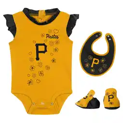 Walmart Girls Newborn & Infant Fanatics Gold Pittsburgh Pirates Happy Baseball Bodysuit, Bib & Bootie Set offer