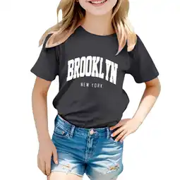 Walmart ZPWKLM ZPWKLM T-Shirts For Child Print Round Neck Loose Short Sleeve Top For Kids size 3-4T offer