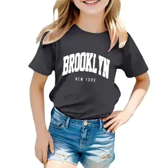 Walmart ZPWKLM ZPWKLM T-Shirts For Child Print Round Neck Loose Short Sleeve Top For Kids size 3-4T offer