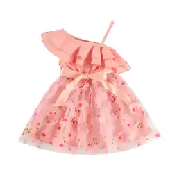 Walmart Girls Dresses Sleeveless Holiday Party Floral Dance Party Casual Cute Girls Dress Pink 9-12 Months offer