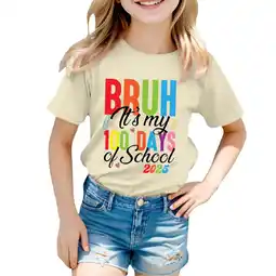 Walmart ZPWKLM T-Shirts For Infnat Print Round Neck Loose Short Sleeve Blouse For Kids size 3-4T offer