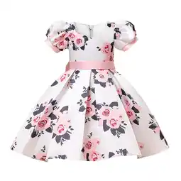 Walmart Dresses For Teens Parties Long Sleeve Flower Prints Bowknot Casual Wear Girls Dress Pink 10-11 Years offer