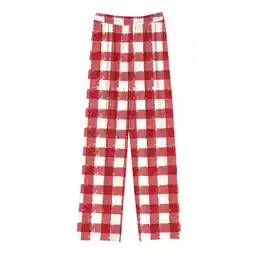 Walmart ZyeKqe Pajamas Pants for Women High Waisted Lounge Pants Wide Leg Plaid Casual Comfy Sleep Bottoms offer