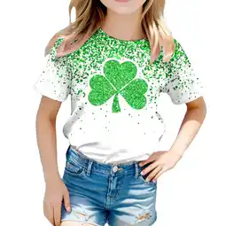 Walmart ZPWKLM ZPWKLM Casual Shirt For Gradient Leaf Printed Round Neck Short Sleeved Blouse For size 3-4T offer