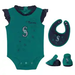 Walmart Girls Newborn & Infant Fanatics Aqua Seattle Mariners Happy Baseball Bodysuit, Bib & Bootie Set offer