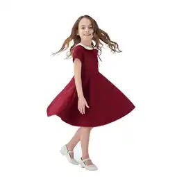 Walmart Girls Dresses Spring Summer Print Short Sleeve Solid Princess Casual Toddler Dress Red 2-3 Years offer