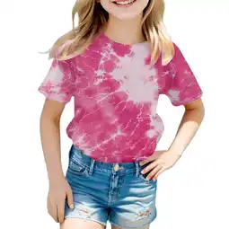 Walmart ZPWKLM ZPWKLM Cute Shirt For Kid Tie Dye Print Short Sleeve Round Neck Blouse For Toddlers size 3-4T offer