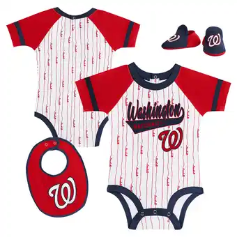 Walmart Newborn & Infant White Washington Nationals Base Hitter Bodysuit, Bib & Bootie Set offer