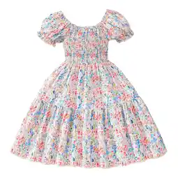 Walmart Dresses for Teens Short Sleeve Prints Dance Party Clothes Princess Girls Dress Orange 3-4 Years offer