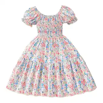 Walmart Dresses for Teens Short Sleeve Prints Dance Party Clothes Princess Girls Dress Orange 3-4 Years offer