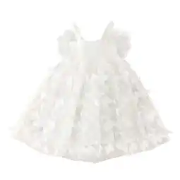Walmart Dresses for Girls Sleeveless Skirt Summer Princess Mesh Fashion Party Toddler Dress White 3-4 Years offer
