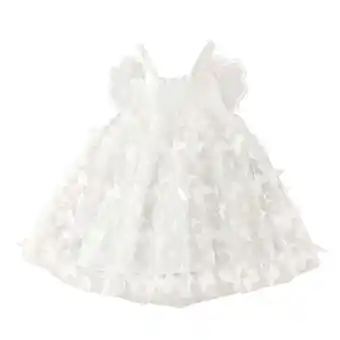 Walmart Dresses for Girls Sleeveless Skirt Summer Princess Mesh Fashion Party Toddler Dress White 3-4 Years offer