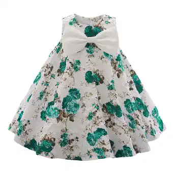 Walmart ZPWKLM Puff Dress For Girls Bowknot Flower Sleeveless Party Pageant Party Dress For Girl size 6-12M offer
