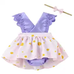 Walmart Girls Dresses Sleeveless Floral Print Crawl Suit Contains Headband Cute Flower Girl Dress 3-9 Months offer