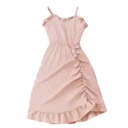 Walmart Girls Dresses Sleeveless Suspenders Solid Summer Solid Casual Long Flower Girl Dress Pink 7-8 Years offer