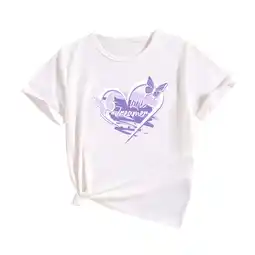 Walmart ZPWKLM ZPWKLM Print Short Sleeve Tees For Child Crewneck Solid Blouse For Toddlers size 10-11T offer