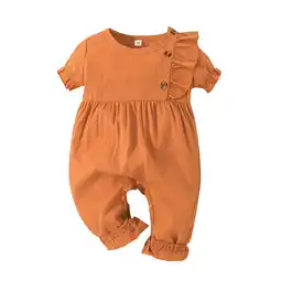 Walmart ZPWKLM Casual Solid Short Sleeve Romper For Infant Jumpsuit For Kid Summer Holiday size 6-9M offer