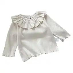 Walmart ZPWKLM Solid Color Tops For Child Stretchy Long Sleeve Peter Pan Collar Top For Newborns size 18-24M offer