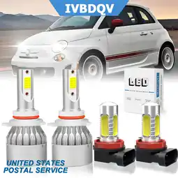Walmart For Fiat 500 2012-2019 LED Headlight Bulbs 9012 Hi/Lo Beam H11 Fog Light 6000k 4Pack offer
