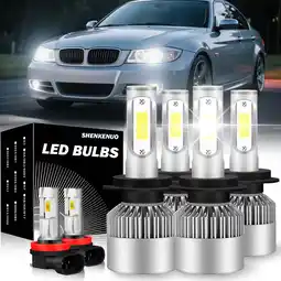 Walmart For BMW 325I 325XI 2002-2006 6PCS 6000K Front LED Headlight Bulbs High-Low Beam Fog Lamp Bulbs White offer