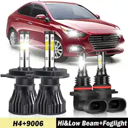 Walmart H4 9003 High&Low Beam for Hyundai Accent 2018 2019 2020 LED Headlights 9006 HB4 Fog Lights 4pcs offer