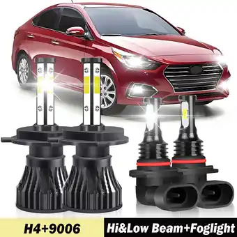 Walmart H4 9003 High&Low Beam for Hyundai Accent 2018 2019 2020 LED Headlights 9006 HB4 Fog Lights 4pcs offer