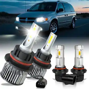 Walmart For Dodge Caravan Grand Caravan 2001-2005 - LED Headlight Bulbs 9007 + Fog Light 9006 offer