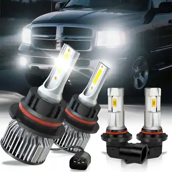 Walmart For 2002 2003 2004 2005 Dodge Ram 1500 2500 - 9007 LED Headlight + 9006 Fog Light 6000K White 4 Pack offer