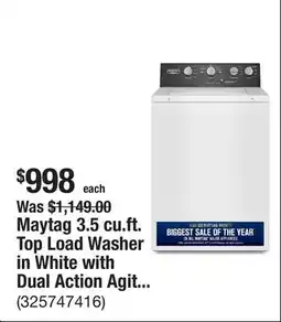 The Home Depot Maytag 3.5 cu.ft. Top Load Washer in White with Dual Action Agitator offer