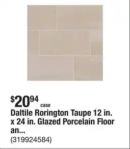 The Home Depot Daltile Rorington Taupe 12 in. x 24 in. Glazed Porcelain Floor and Wall Tile (17.6 sq. ft. /case) offer