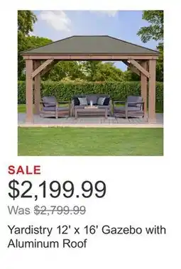 Costco Yardistry 12' x 16' Gazebo with Aluminum Roof offer