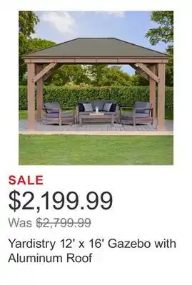 Costco Yardistry 12' x 16' Gazebo with Aluminum Roof offer