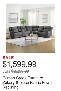 Costco Gilman Creek Furniture Zakary 6-piece Fabric Power Reclining Sectional With Power Headrests offer