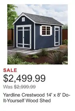 Costco Yardline Crestwood 14' x 8' Do-It-Yourself Wood Shed offer
