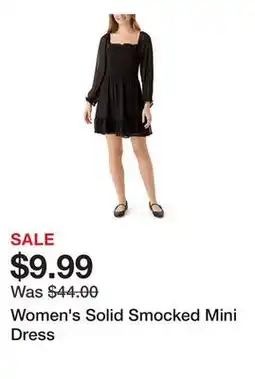 Belk Women's Solid Smocked Mini Dress offer