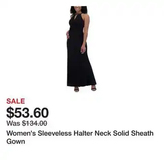 Belk Women's Sleeveless Halter Neck Solid Sheath Gown offer