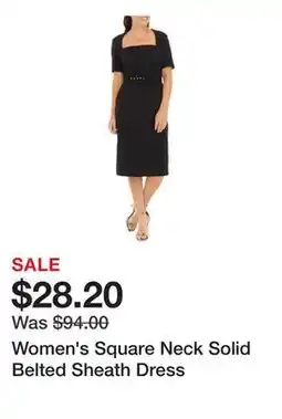Belk Women's Square Neck Solid Belted Sheath Dress offer