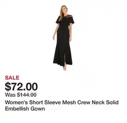 Belk Women's Short Sleeve Mesh Crew Neck Solid Embellish Gown offer