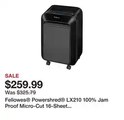Office Depot Fellowes Powershred LX210 100% Jam Proof Micro-Cut 16-Sheet Shredder, Black 5015201 offer