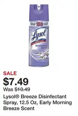 Office Depot Lysol Breeze Disinfectant Spray, 12.5 Oz, Early Morning Breeze Scent offer