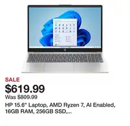 Office Depot HP 15.6 Laptop, AMD Ryzen 7, AI Enabled, 16GB RAM, 256GB SSD, Wi-Fi 6, Windows 11 (PC15-fc0077od) offer
