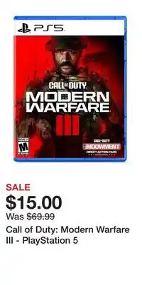 Game Stop Call of Duty: Modern Warfare III - PlayStation 5 offer
