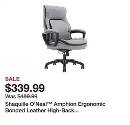 Office Depot Shaquille O'Neal Amphion Ergonomic Bonded Leather High-Back Executive Office Chair, Gray offer