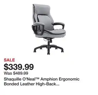 Office Depot Shaquille O'Neal Amphion Ergonomic Bonded Leather High-Back Executive Office Chair, Gray offer