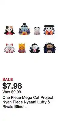 Game Stop One Piece Mega Cat Project Nyan Piece Nyaan! Luffy & Rivals Blind Box 1.18-in Blind Box Figure offer